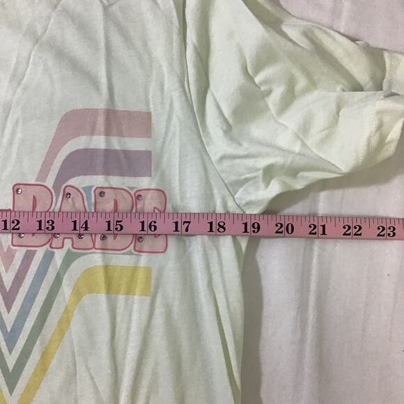 GINA M Multicolor distressed Short Sleeve What-a-babe Top T-Shirt NWT 0B11 - Picture 4 of 5